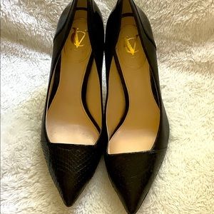 Vince Camuto Black Snakeskin and Leather Heels